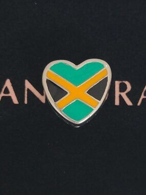 Pandora Heart-shaped Jamaica Flag Charm Pendant S925 Silver for Pandora Bracelet